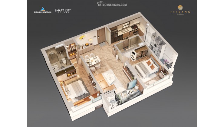 Sở hữu căn hộ 2PN tầng 22 The Sang Residence 82,6m2 ngay biển Mỹ Khê, sổ đỏ trọn đời